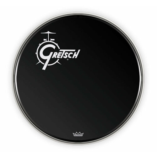 Gretsch 18" Bass Drum Head in Black with Offset Logo