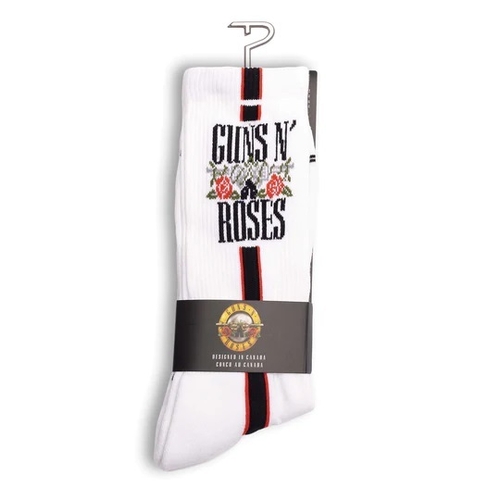 Perris Licensed GNR "Side Stripe" Large Crew Socks in White (1-Pair)