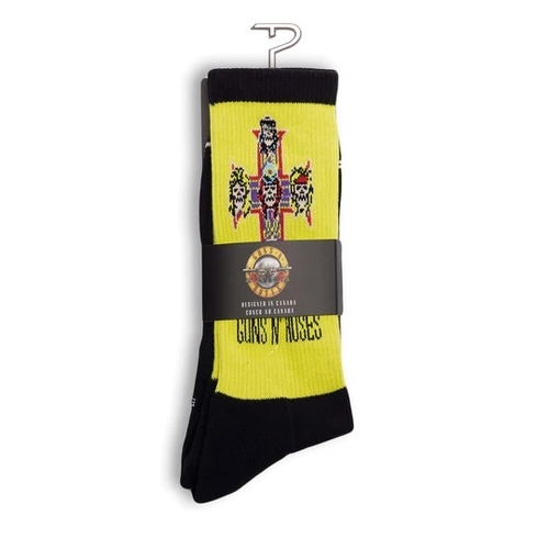 Perris Licensed GNR "Appetite For Destruction" Large Crew Socks in Black/Yellow (1-Pair)
