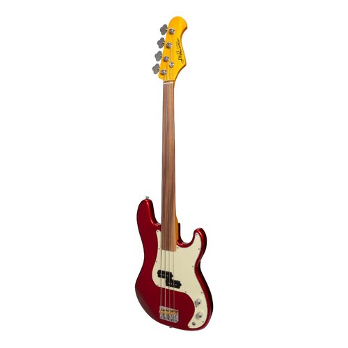 J&D Luthiers 4 String PB-Style Fretless Electric Bass Guitar (Crimson)