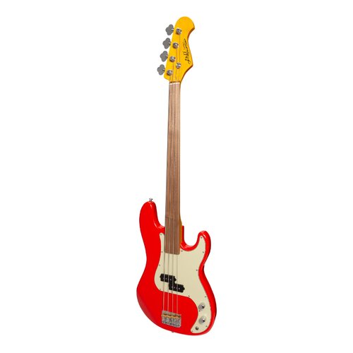J&D Luthiers 4 String PB-Style Fretless Electric Bass Guitar (Red)