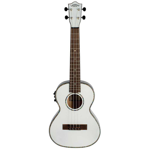 Lanikai Julia Michaels Signature Tenor AC/EL Ukulele in White Pearl Finish