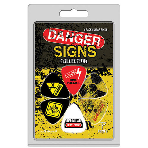 Perris 6-Pack "Danger Signs" Licensed Guitar Picks Pack