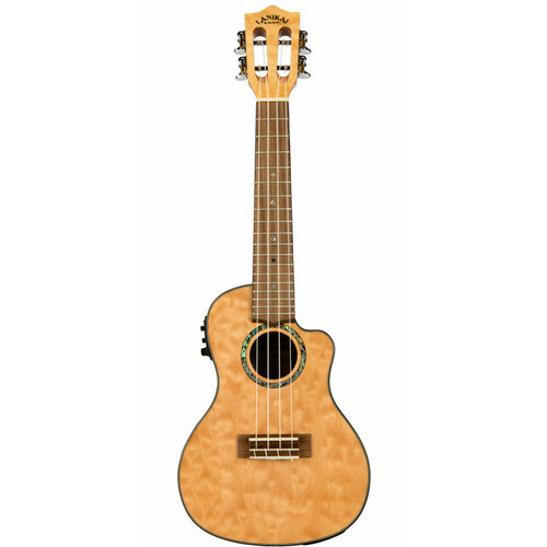 Lanikai Quilted Maple Concert AC/EL Ukulele in Natural Stain Gloss Finish