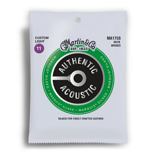 Martin Authentic Acoustic Marquis Silked 80/20 Bronze Custom Light Guitar String Set (11-52)