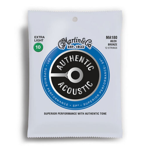 Martin Authentic Acoustic SP 80/20 Bronze Extra Light 12 String Guitar String Set (10-47)
