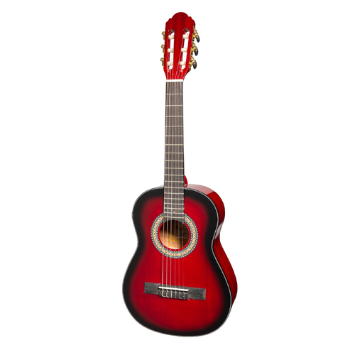 Martinez G-Series 1/2 Size Student Classical Guitar with Built in Tuner (Trans Wine Red-Gloss)