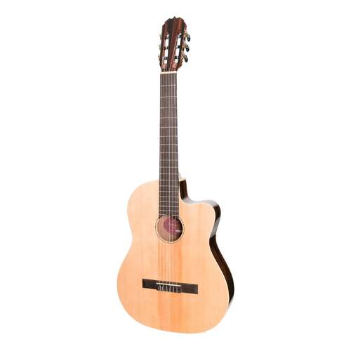 Martinez 'Southern Star Series' Spruce Solid Top AC/EL Thinline Classical Cutaway Guitar (Natural Gloss)