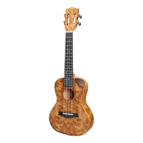 Mojo Traditional Series Solid Birdseye Maple Top Cutaway Concert Ukulele with Gig Bag (Natural Satin)