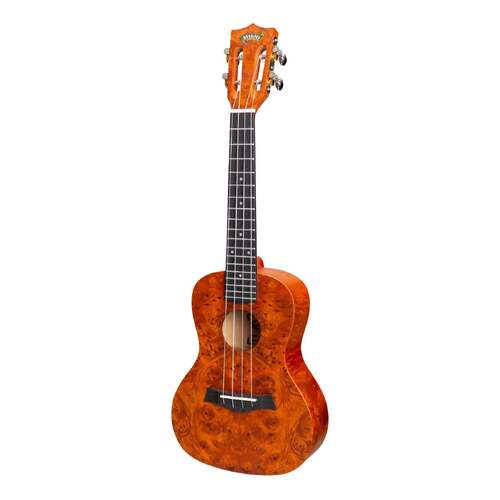 Mojo Traditional Series Birdseye Maple Concert Ukulele with Gig Bag (Yellowburst)