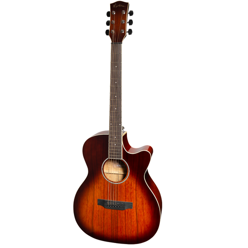 Martinez '31 Series' Daowood Small Body AC/EL Cutaway Guitar (African Brownburst)