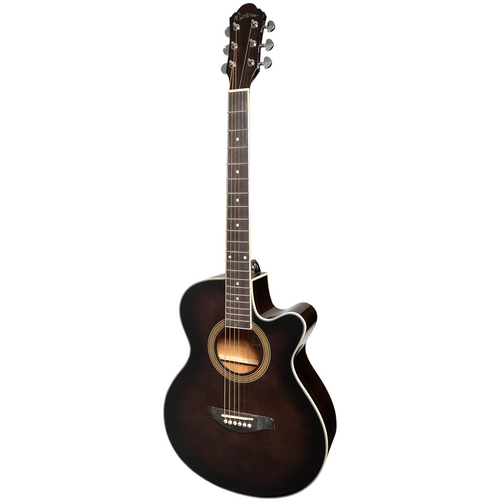 Martinez '41 Series' Folk Size Cutaway AC/EL Guitar (Black Sunburst)