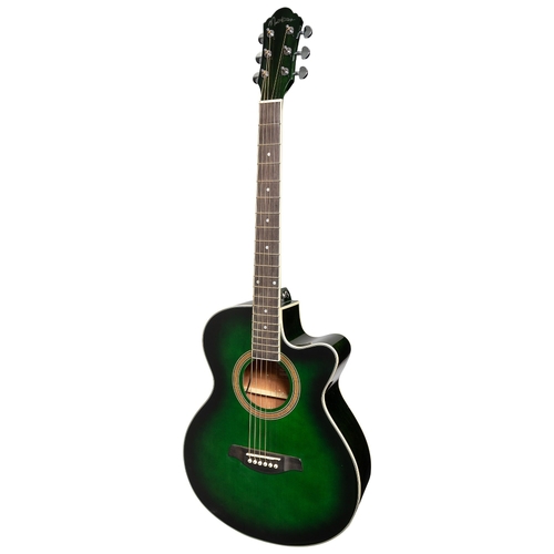 Martinez '41 Series' Folk Size Cutaway AC/EL Guitar (Green Burst)