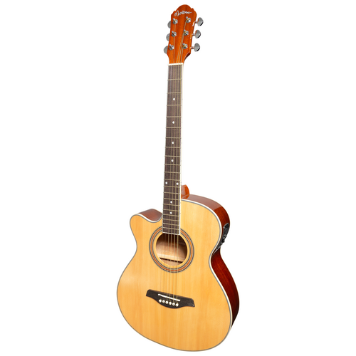 Martinez '41 Series' Left Handed Folk Size Cutaway AC/EL Guitar (Spruce/Sapele)