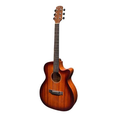 Martinez 'Southern Star Series' Mahogany Solid Top AC/EL Small Body Cutaway Guitar (Satin Sunburst)