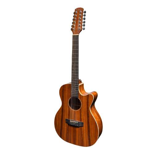 Martinez 'Southern Star Series' Koa Solid Top 12 String AC/EL Small Body Cutaway Guitar (Natural Gloss)