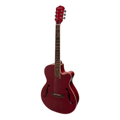 Martinez Jazz Hybrid AC/EL Small Body Cutaway Guitar (Red)