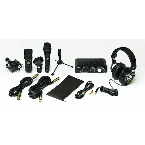 Mackie Producer Recording Bundle with audio interface, headphones, condenser microphone, and dynamic microphone