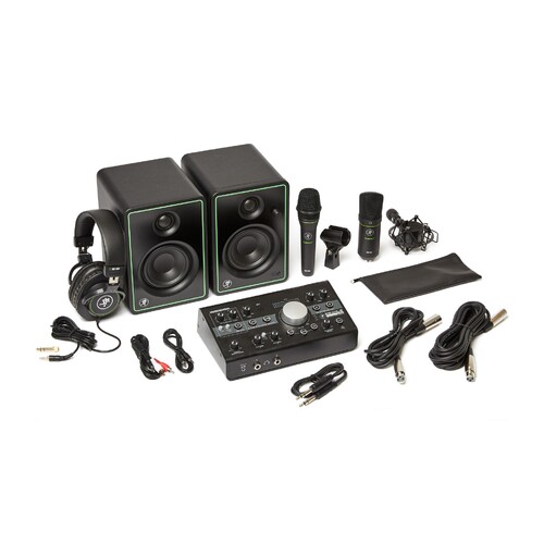 Mackie Home Studio Bundle with studio monitors, monitor controller/interface, headphones, condenser and dynamic microphones