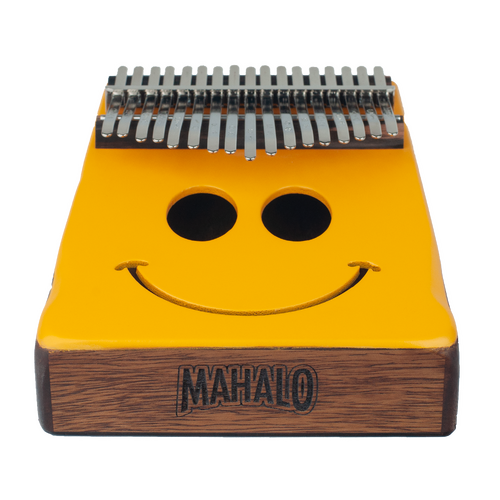 Mahalo Smile Kalimba Yellow/Natural Laser Engraved