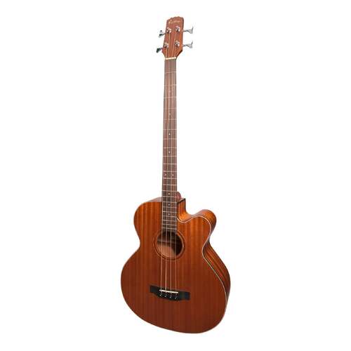 Martinez 'Natural Series' Mahogany Top AC/EL Cutaway Bass Guitar (Open Pore)