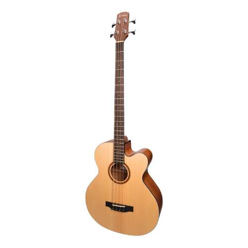 Martinez 'Natural Series' Spruce Top AC/EL Cutaway Bass Guitar (Open Pore)