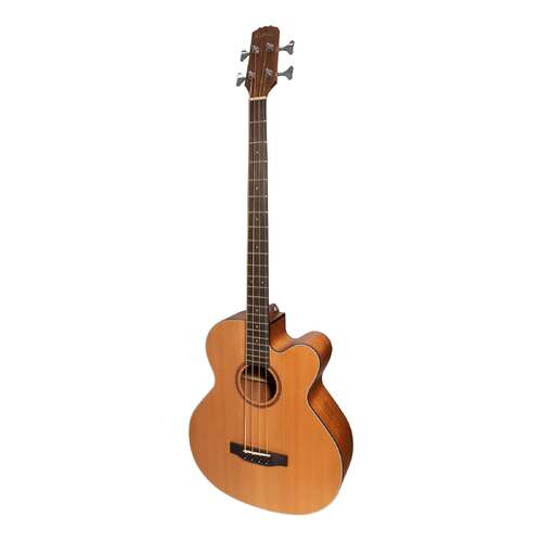 Martinez 'Natural Series' Solid Cedar Top AC/EL Cutaway Bass Guitar (Open Pore)