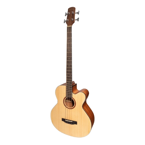 Martinez 'Natural Series' Solid Spruce Top AC/EL Cutaway Bass Guitar (Open Pore)