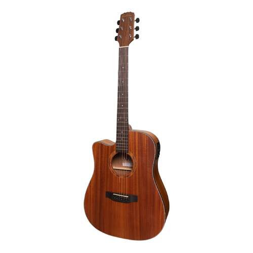 Martinez 'Natural Series' Left Handed Solid Mahogany Top AC/EL Dreadnought Cutaway Guitar (Open Pore)