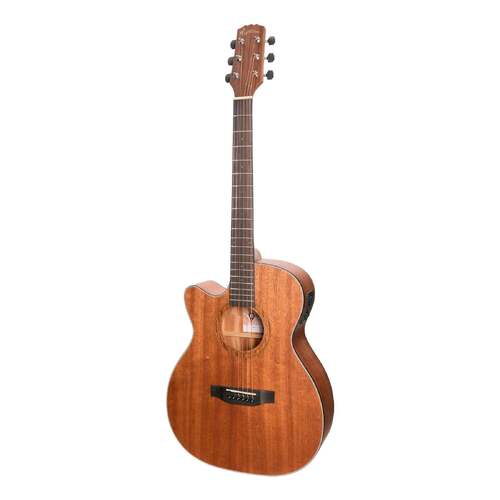Martinez 'Natural Series' Left Handed Mahogany Top Acoustic-Electric Small Body Cutaway Guitar (Open Pore)