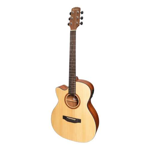 Martinez 'Natural Series' Left Handed Spruce Top AC/EL Small Body Cutaway Guitar (Open Pore)