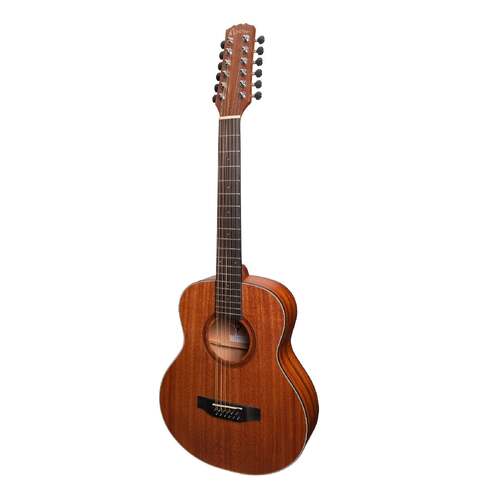 Martinez 'Natural Series' Mahogany Top 12 String AC/EL Mini Short Scale Guitar (Open Pore)
