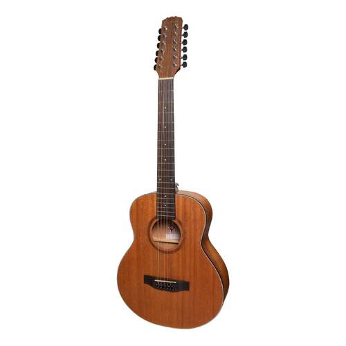 Martinez 'Natural Series' Solid Mahogany Top 12 String AC/EL Mini Short Scale Guitar (Open Pore)