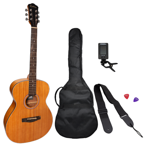 Martinez Left Hand '41 Series' Folk Size Acoustic Guitar Pack (Mahogany)