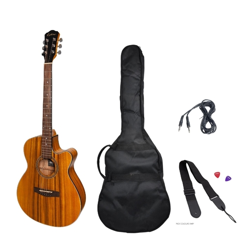 Martinez '41 Series' Folk Size Cutaway AC/EL Guitar Pack (Koa)