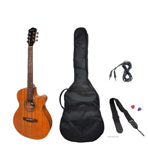 Martinez '41 Series' Folk Size Cutaway AC/EL Guitar Pack (Mahogany)