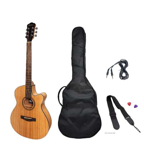 Martinez '41 Series' Folk Size Cutaway AC/EL Guitar Pack (Mindi-wood)