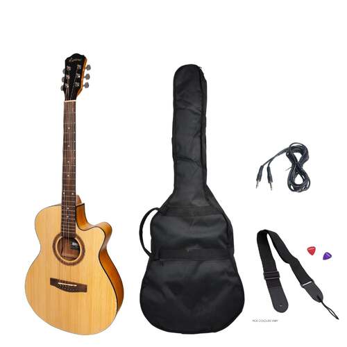 Martinez '41 Series' Folk Size Cutaway AC/EL Guitar Pack (Spruce/Koa)