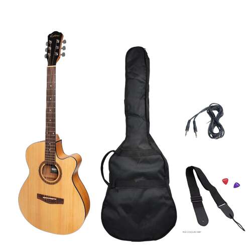 Martinez '41 Series' Folk Size Cutaway AC/EL Guitar Pack (Spruce/Mahogany)