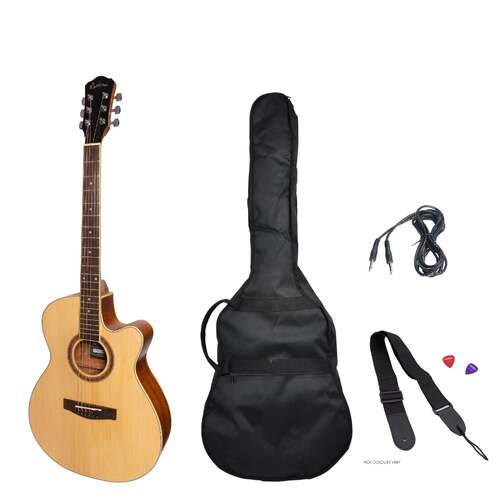 Martinez '41 Series' Folk Size Cutaway AC/EL Guitar Pack (Spruce/Rosewood)