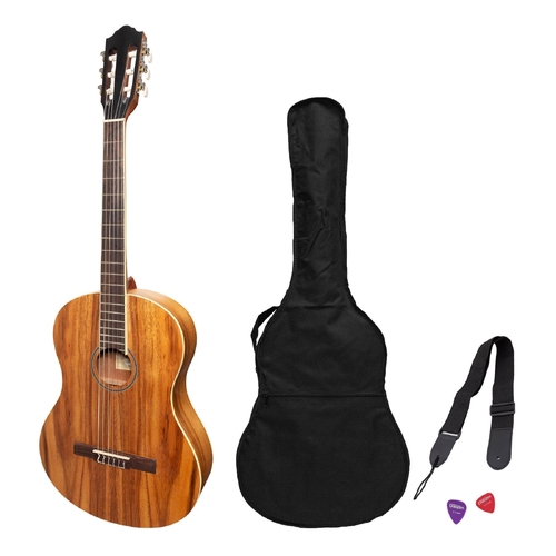 Martinez 'Slim Jim' Full Size Student Classical Guitar Pack with Built in Tuner (Rosewood)
