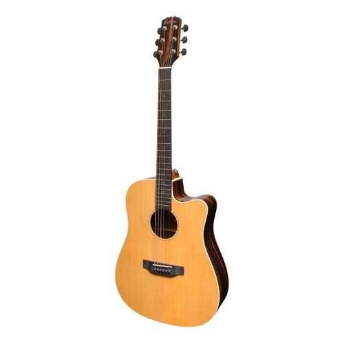 Martinez 'Southern Star Series' Spruce Solid Top AC/EL Dreadnought Cutaway Guitar (Natural Gloss)