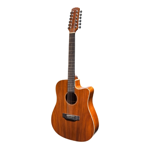 Martinez 'Southern Star Series' Koa Solid Top 12 String AC/EL Dreadnought Cutaway Guitar (Natural Gloss)