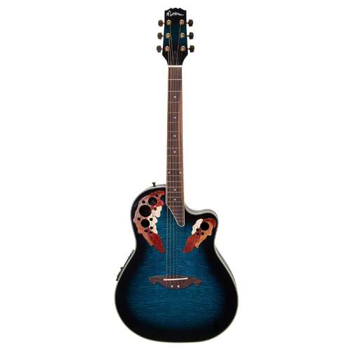 Martinez 'Flame Finish' AC/EL Roundback Cutaway Guitar (Blueburst)