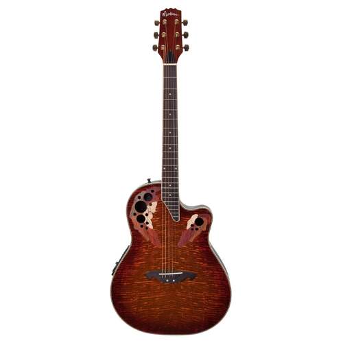 Martinez 'Flame Finish' AC/EL Roundback Cutaway Guitar (Honeyburst)