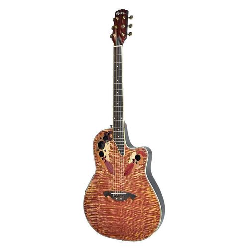 Martinez 'Flame Finish' AC/EL Roundback Cutaway Guitar (Natural Gloss)