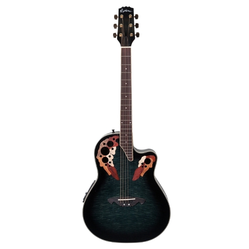 Martinez 'Flame Finish' AC/EL Roundback Cutaway Guitar (Transparent Black)