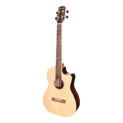 Martinez 'Southern Belle 7 Series' Spruce Solid Top Electric Cutaway Baritone Ukulele with Hard Case (Natural Gloss)