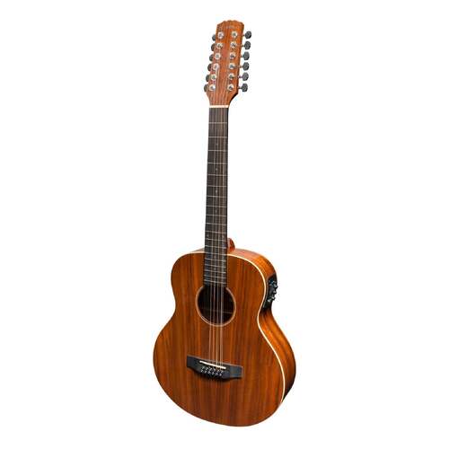 Martinez 'Southern Star Series' Koa Solid Top Left Handed 12 String AC/EL TS-Mini Guitar (Natural Gloss)