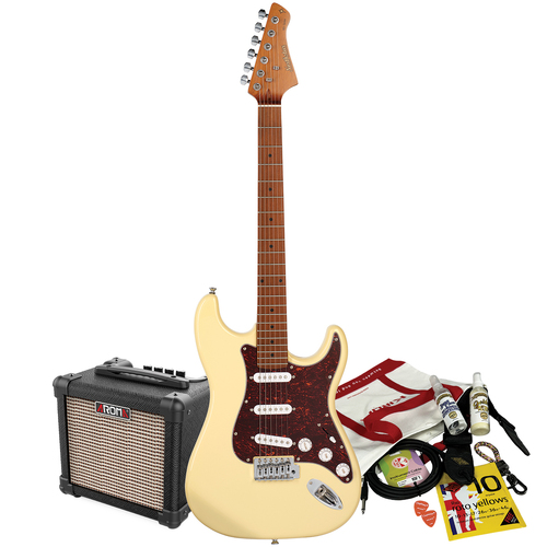 Northstar S-Style Electric Guitar Vintage White with Aroma 10W Amp & Accessory Pack [NS1-VW-PACK]
